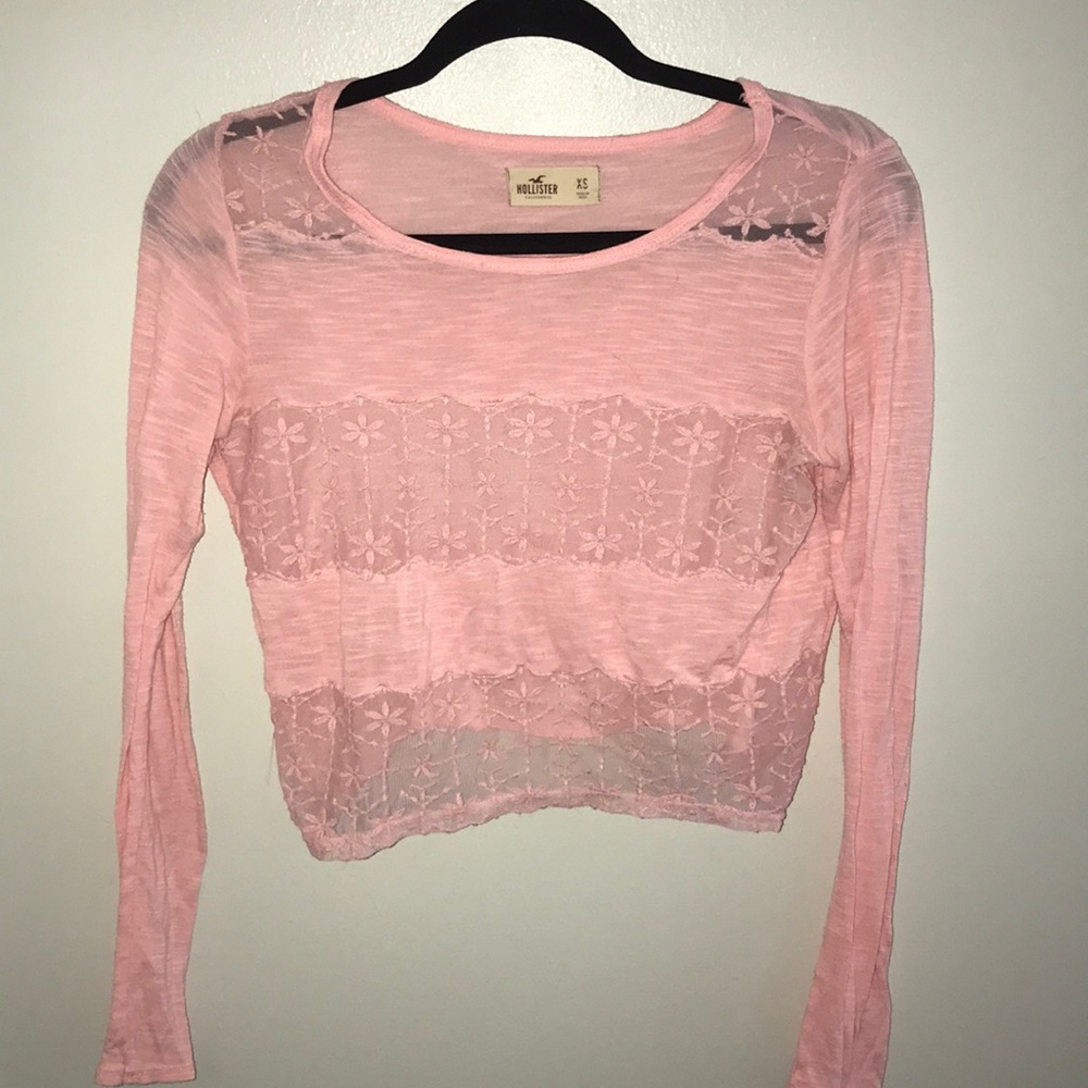 pink lace long sleeve